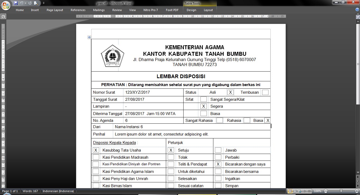 Detail Contoh Disposisi Surat Masuk Nomer 26