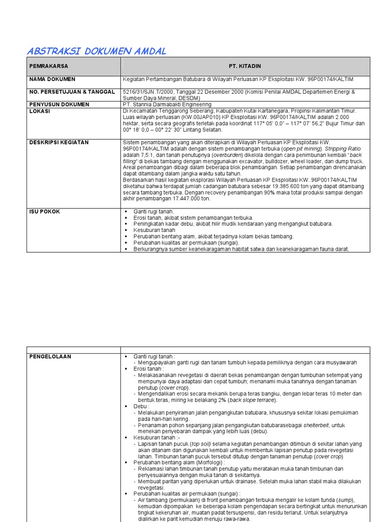 Detail Contoh Dokumen Amdal Perusahaan Nomer 21