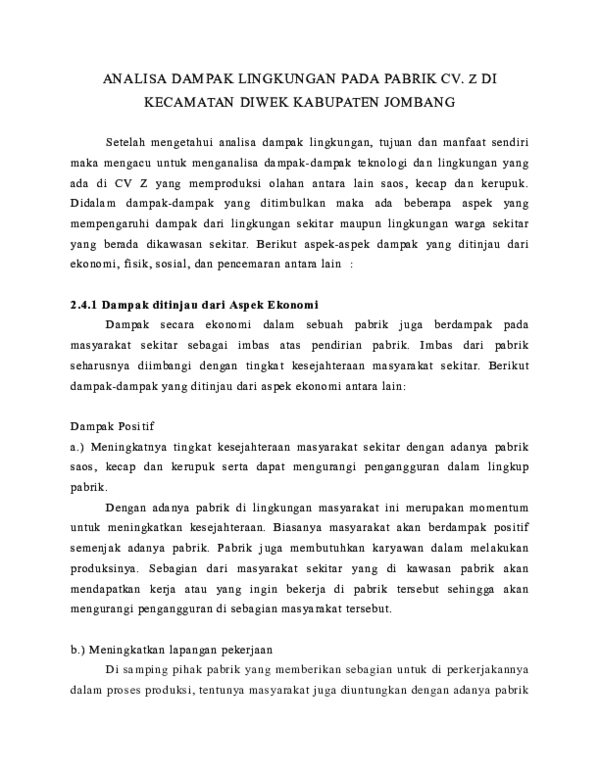 Detail Contoh Dokumen Amdal Perusahaan Nomer 25