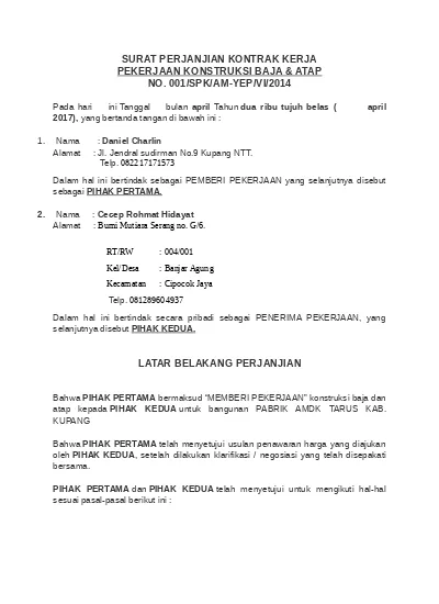 Detail Contoh Dokumen Kontrak Nomer 18