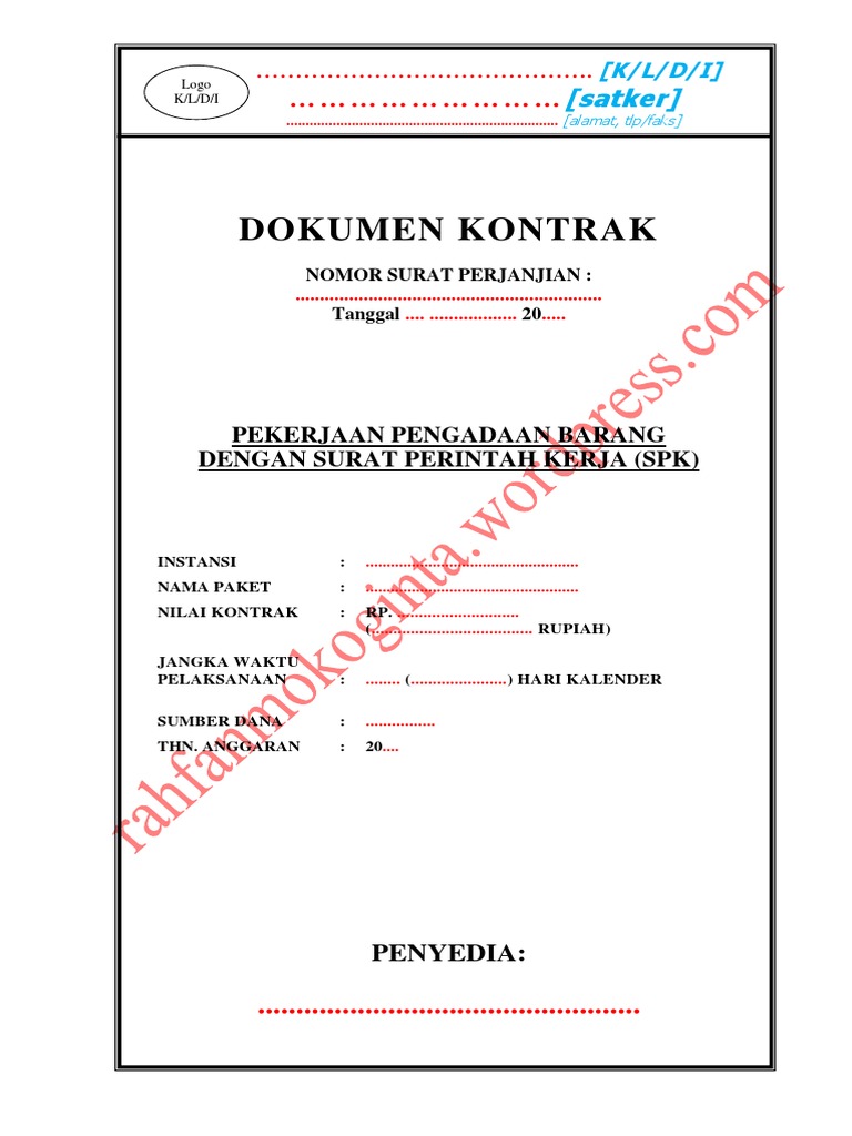 Detail Contoh Dokumen Kontrak Nomer 20