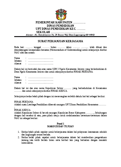 Detail Contoh Draft Mou Nomer 33