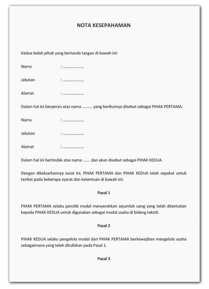 Detail Contoh Draft Mou Nomer 7