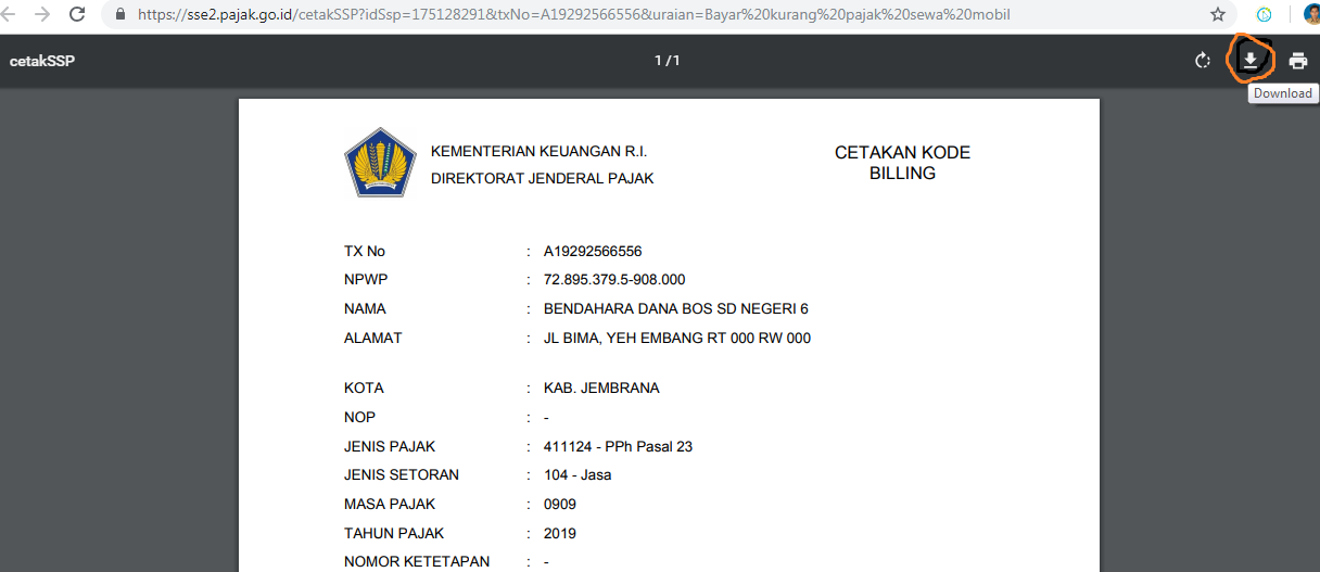 Detail Contoh E Billing Nomer 20