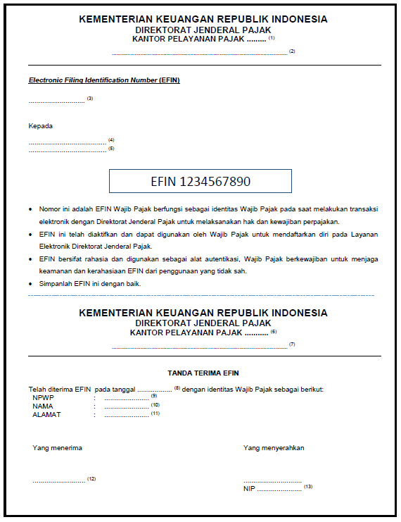 Detail Contoh Efin Pajak Nomer 19