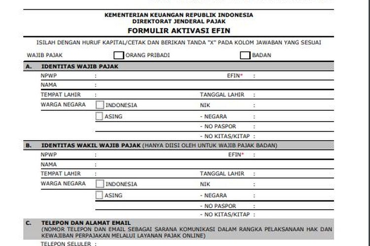 Detail Contoh Efin Pajak Nomer 10