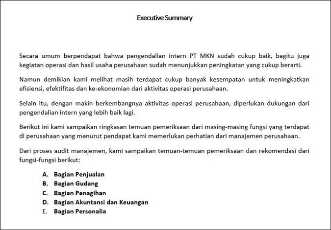 Detail Contoh Eksekutif Summary Nomer 31