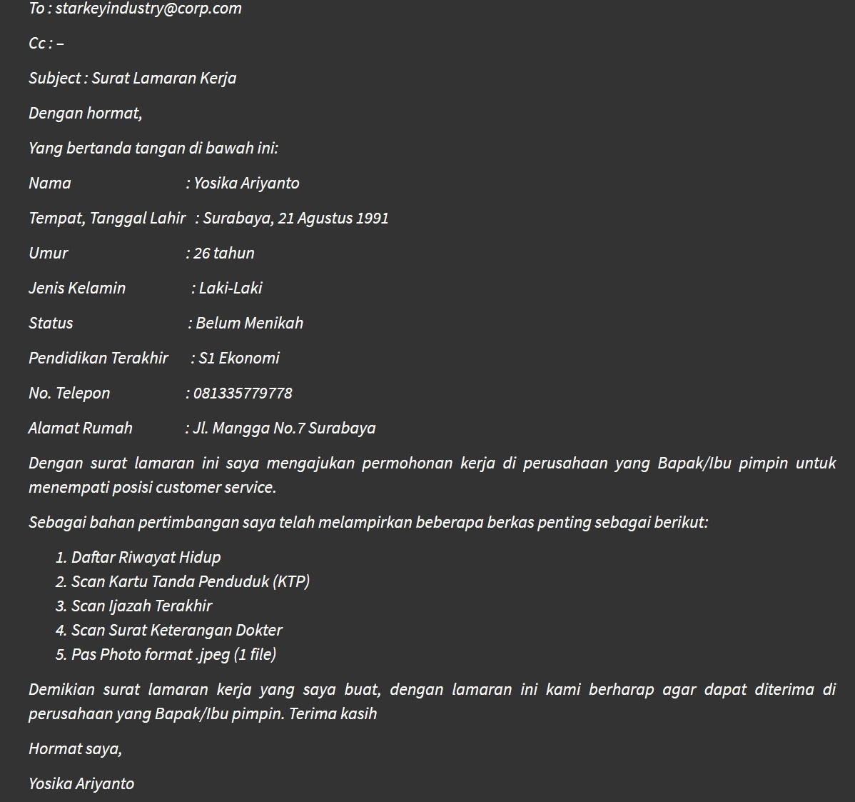 Detail Contoh Email Lamaran Kerja Nomer 32
