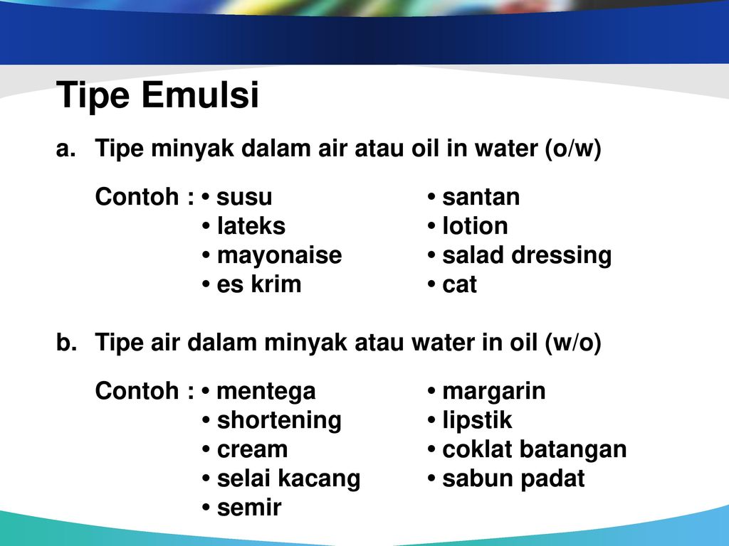 Contoh Emulsi Air Dalam Minyak - KibrisPDR