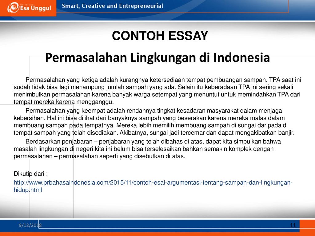 Detail Contoh Esai Lingkungan Nomer 9