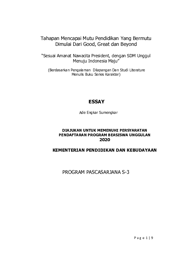 Detail Contoh Essay Beasiswa Unggulan Nomer 44