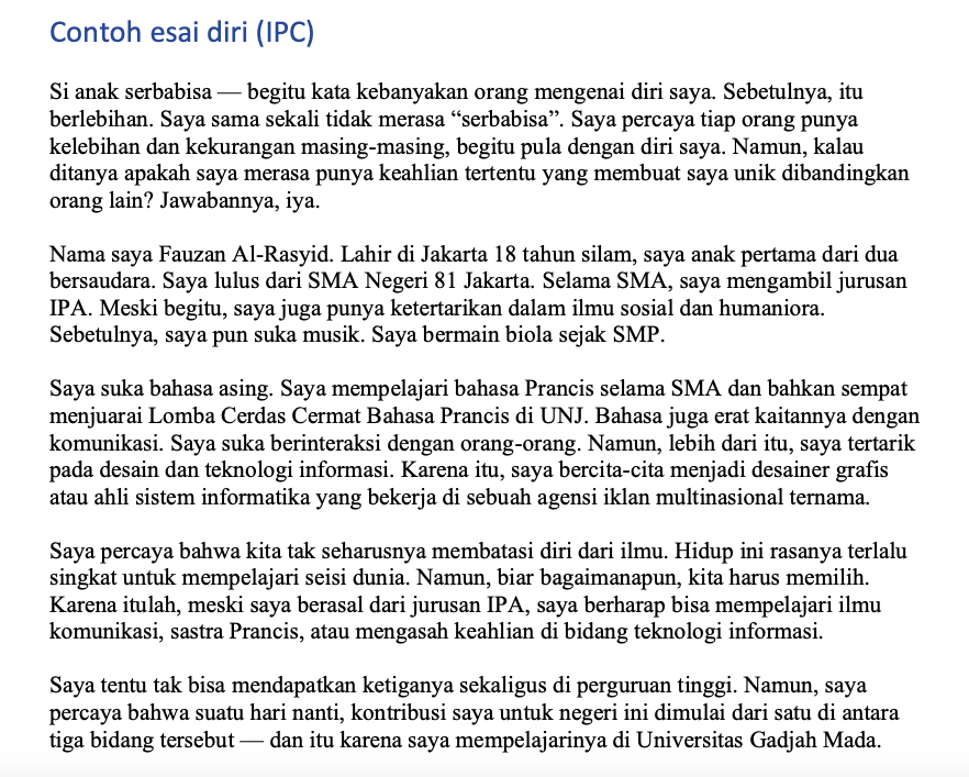 Detail Contoh Essay Diri Sendiri Nomer 13