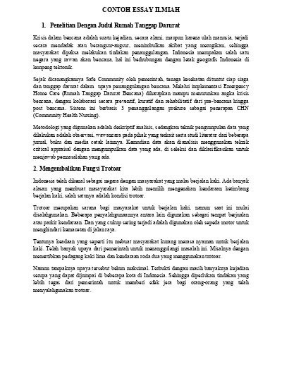 Detail Contoh Essay Ilmiah Nomer 8