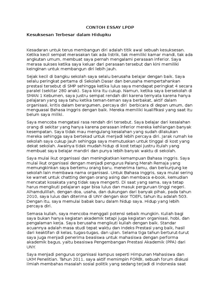 Contoh essay lpdp 56 koleksi gambar