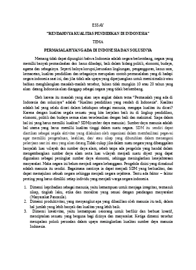 Detail Contoh Essay Pendidikan Nomer 10