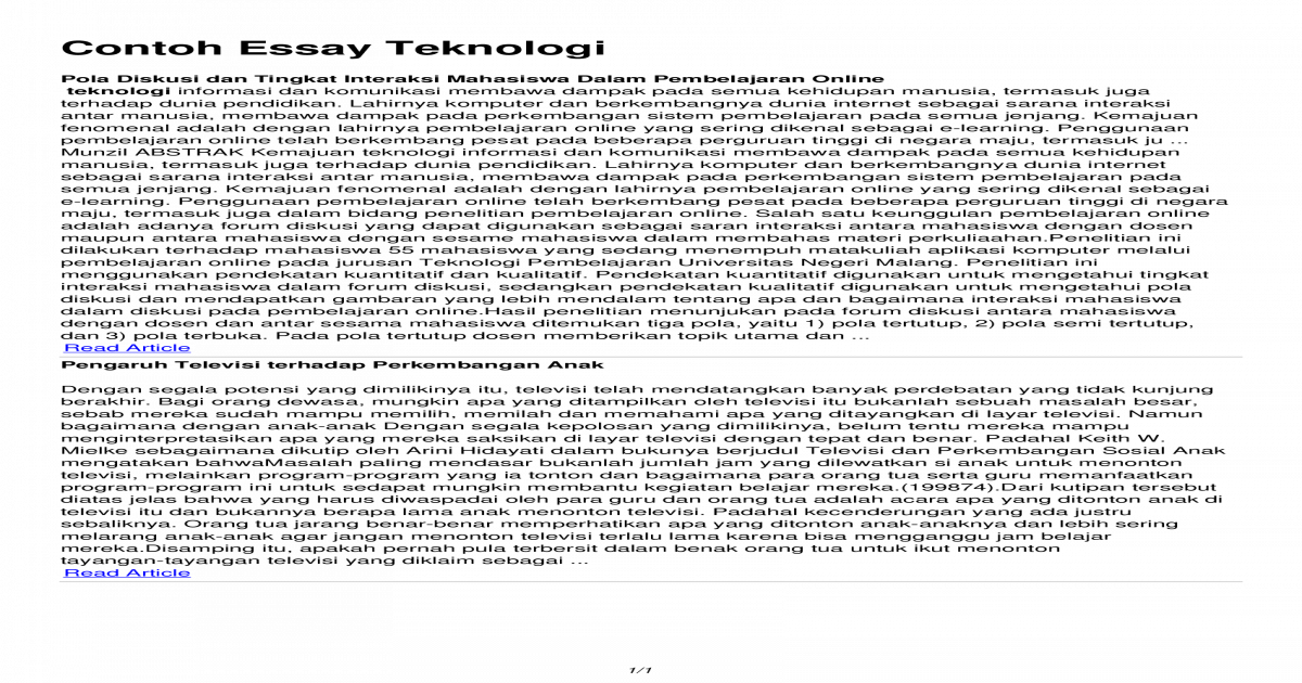 Detail Contoh Essay Teknologi Nomer 6