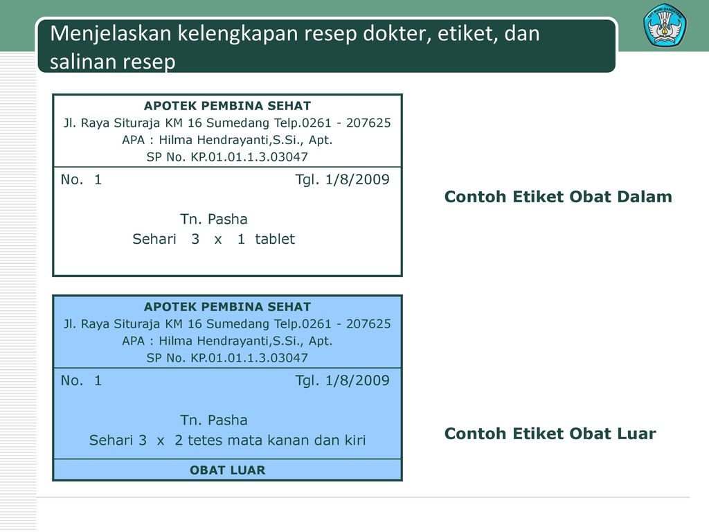 Detail Contoh Etiket Obat Yang Benar Nomer 3