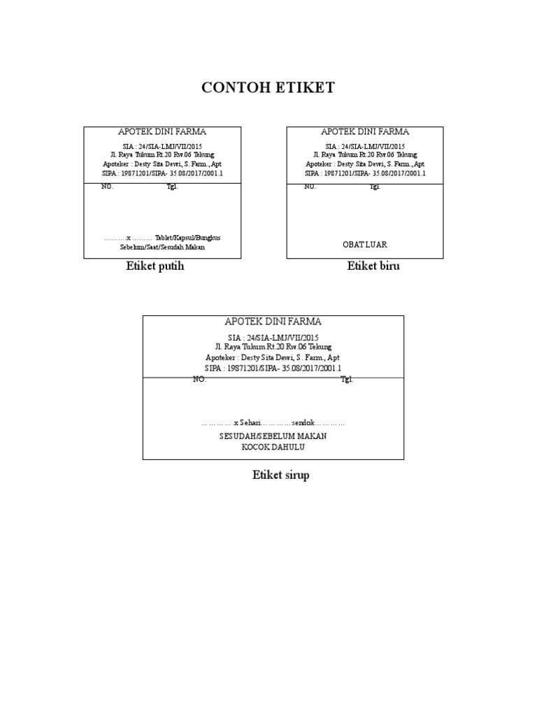 Detail Contoh Etiket Putih Nomer 2