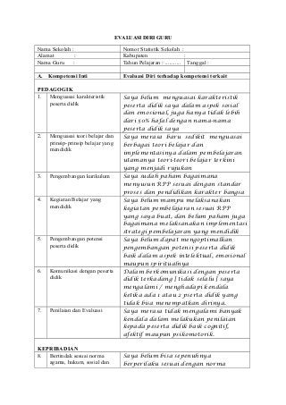 Contoh Evaluasi Diri Guru - KibrisPDR