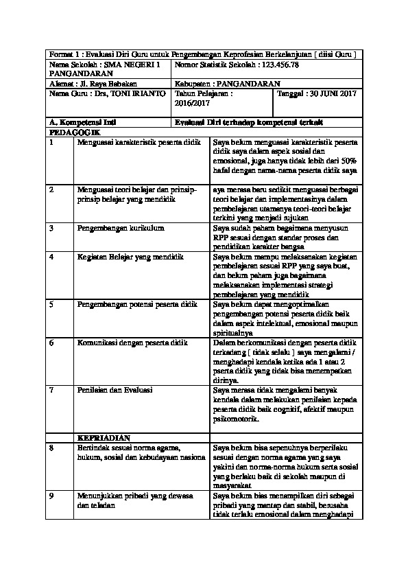 Detail Contoh Evaluasi Diri Guru Nomer 38