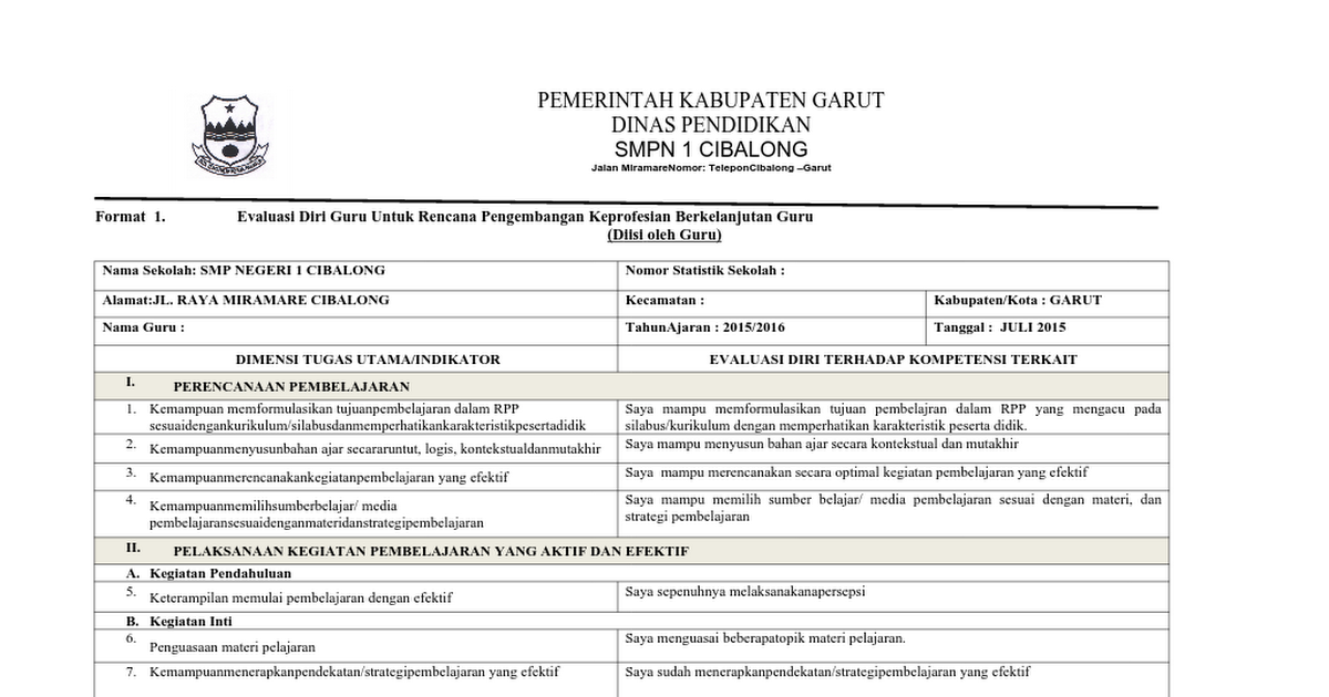 Detail Contoh Evaluasi Diri Guru Nomer 50