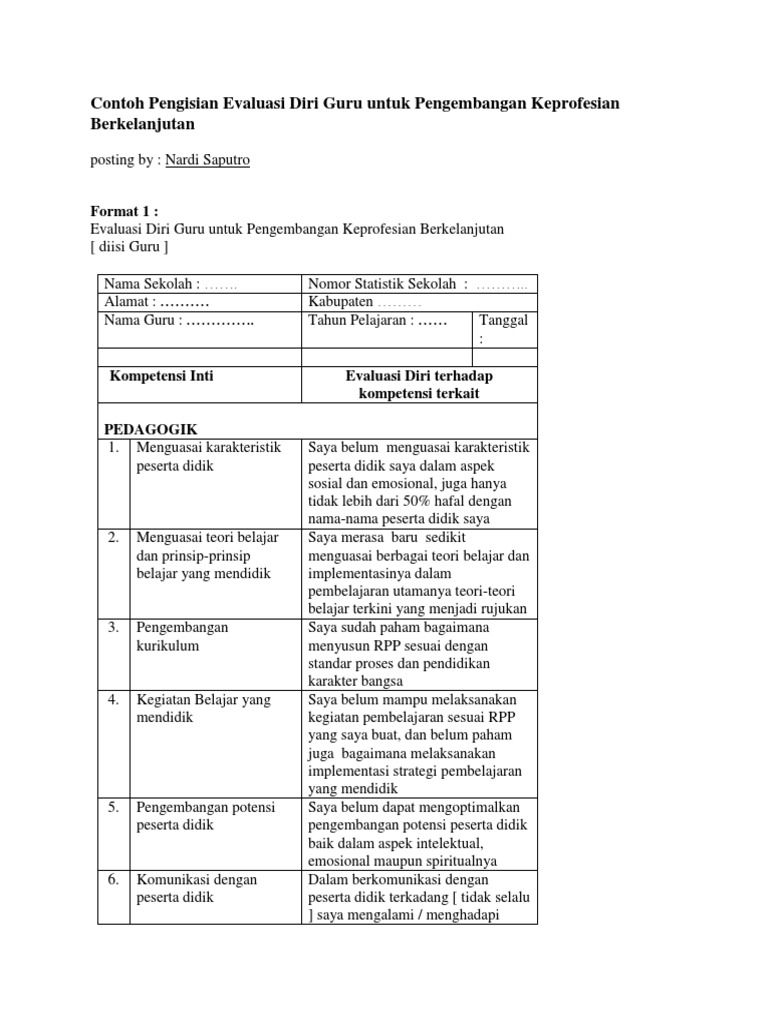 Detail Contoh Evaluasi Diri Guru Nomer 7