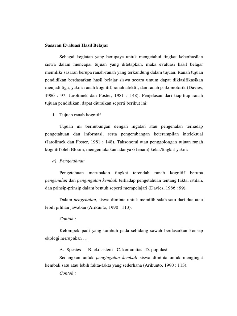 Detail Contoh Evaluasi Hasil Belajar Nomer 14