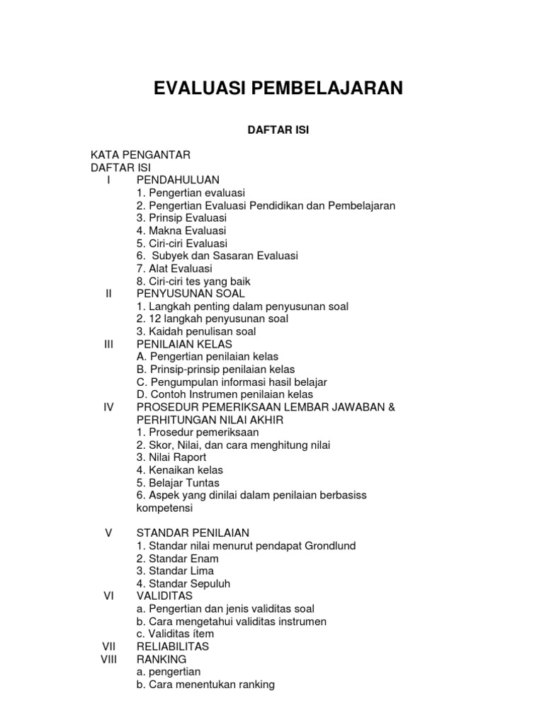 Contoh Evaluasi Pembelajaran - KibrisPDR