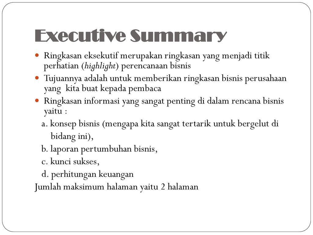 Detail Contoh Executive Summary Business Plan Nomer 41