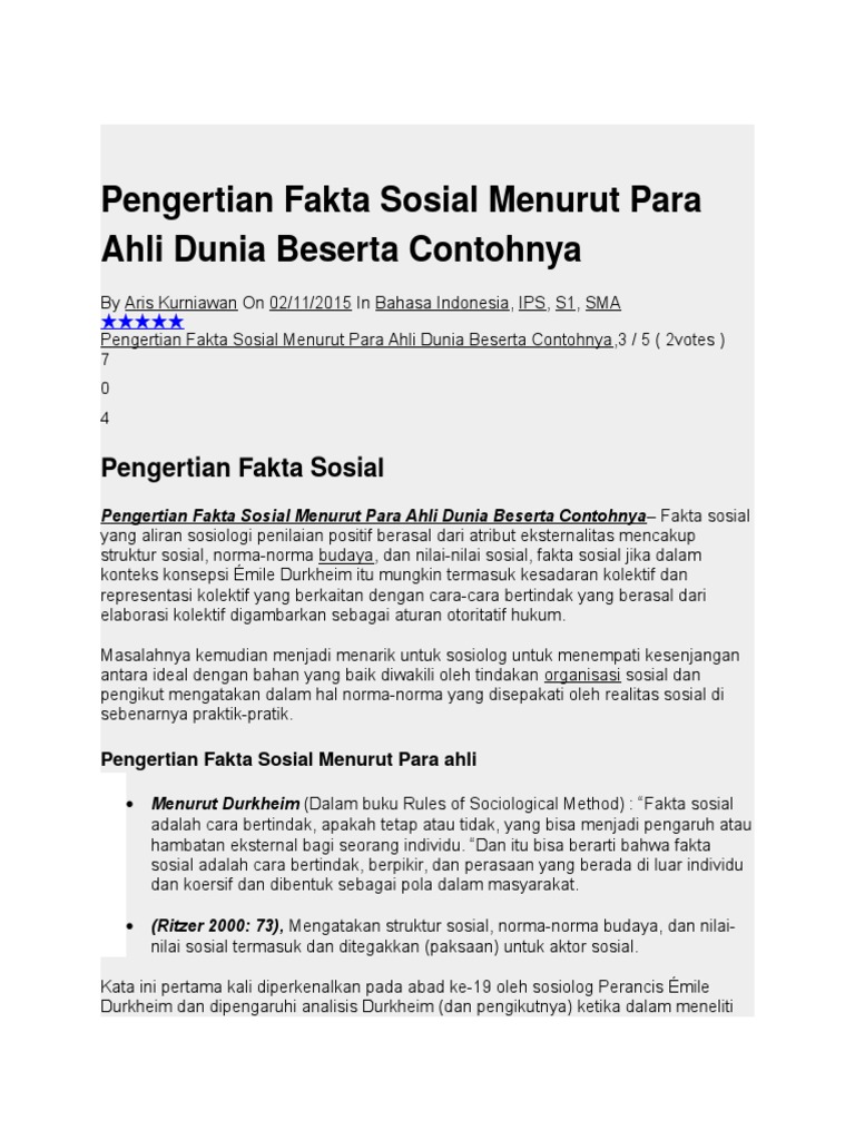 Detail Contoh Fakta Sosial Nomer 23