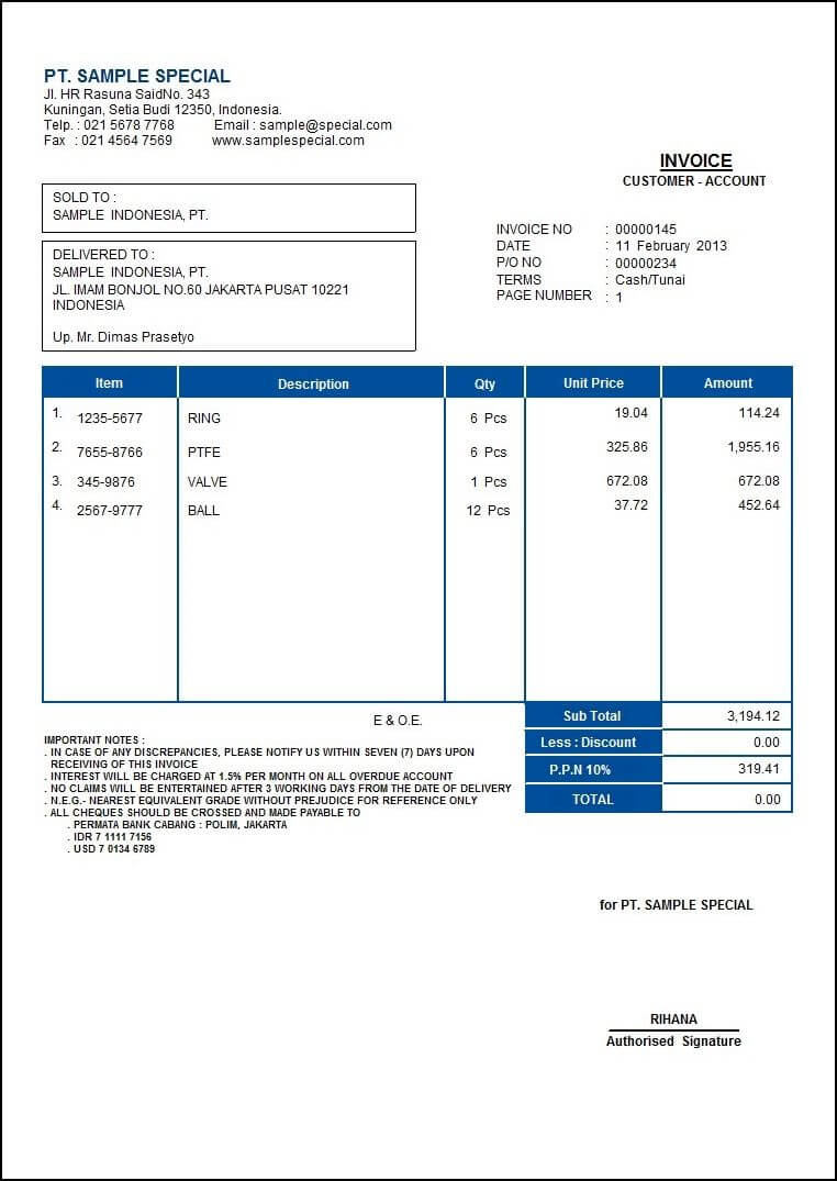 Detail Contoh Faktur Barang Nomer 8