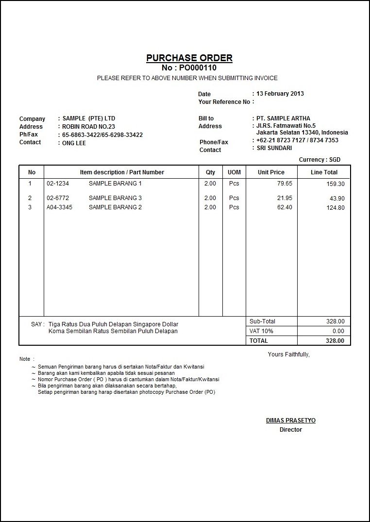 Detail Contoh Faktur Invoice Nomer 11