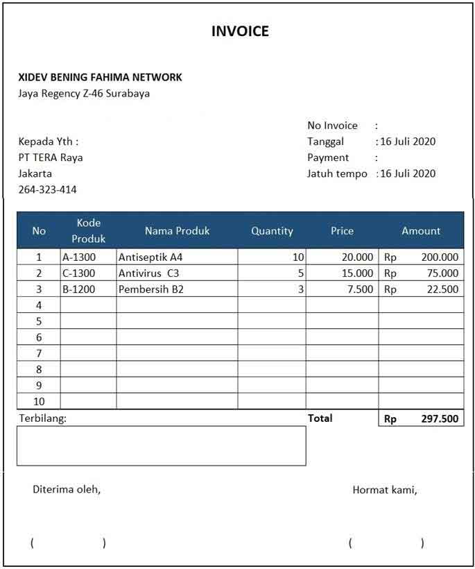 Detail Contoh Faktur Invoice Nomer 14