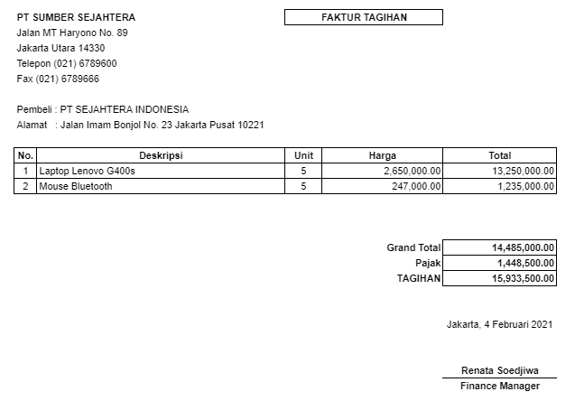 Detail Contoh Faktur Invoice Nomer 17