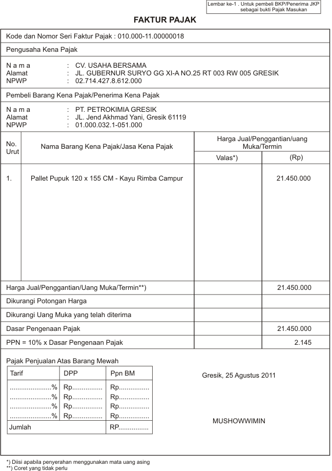 Detail Contoh Faktur Invoice Nomer 22