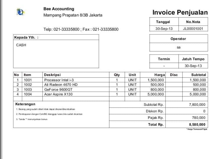 Detail Contoh Faktur Invoice Nomer 25