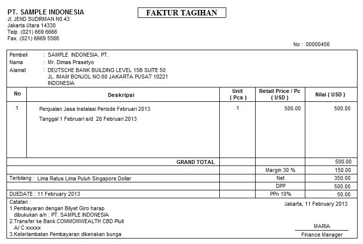 Detail Contoh Faktur Invoice Nomer 28