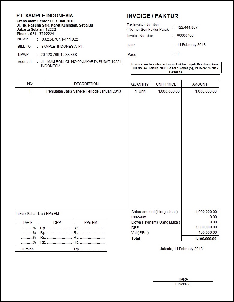 Detail Contoh Faktur Invoice Nomer 32