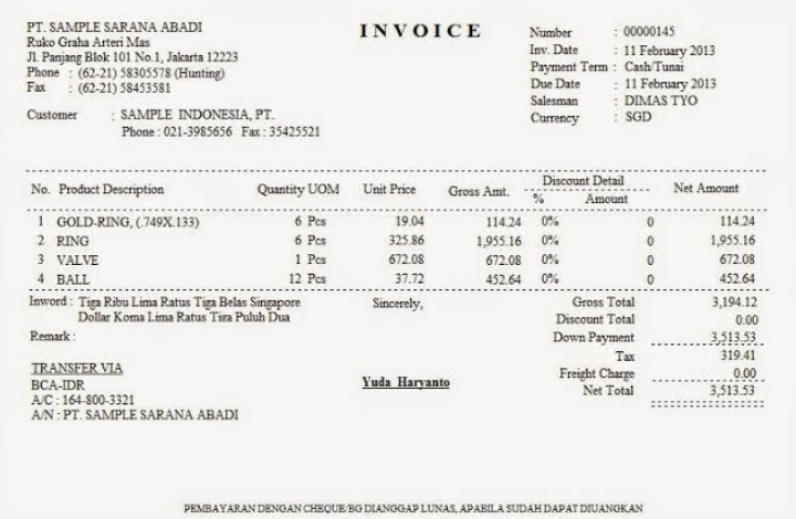 Detail Contoh Faktur Invoice Nomer 44