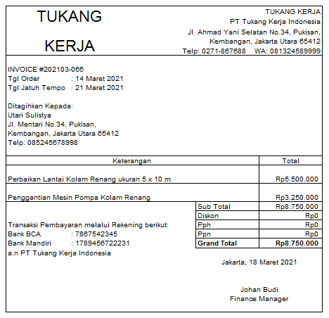 Detail Contoh Faktur Invoice Nomer 45