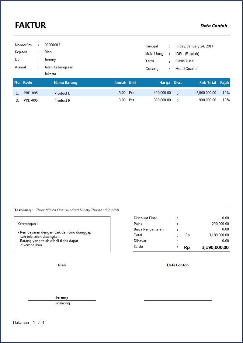 Detail Contoh Faktur Invoice Nomer 50