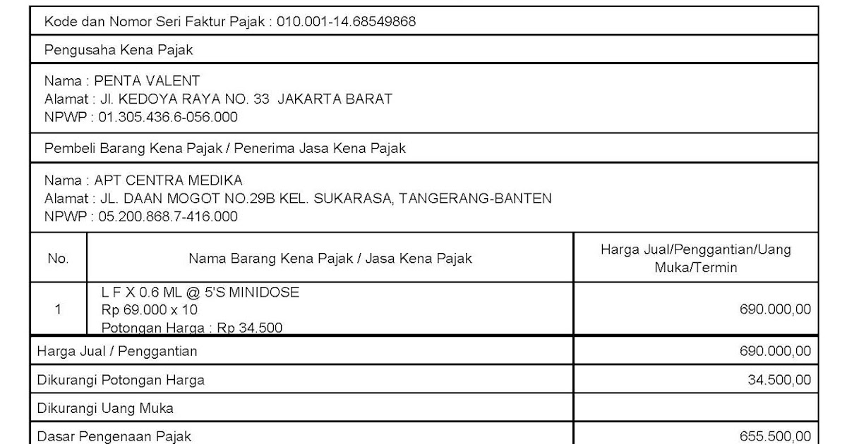 Detail Contoh Faktur Pajak Nomer 39