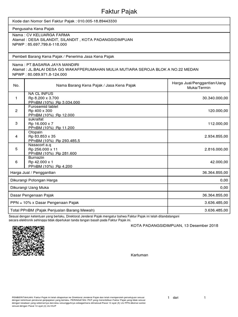 Detail Contoh Faktur Pajak Cv Nomer 13