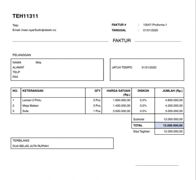 Detail Contoh Faktur Pajak Cv Nomer 41