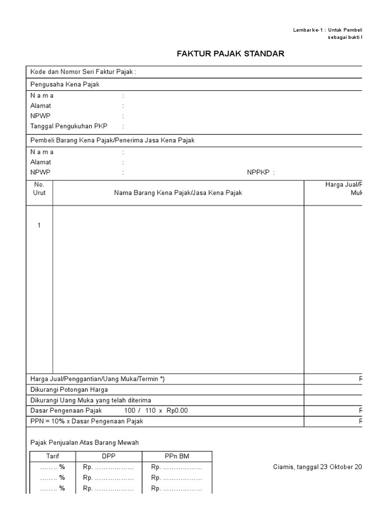 Detail Contoh Faktur Pajak Sederhana Nomer 17