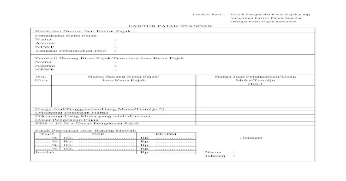 Detail Contoh Faktur Pajak Standar Nomer 27