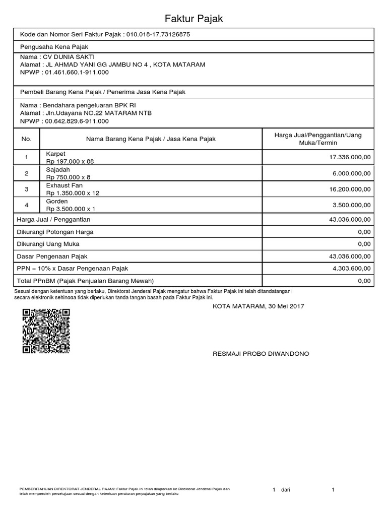 Detail Contoh Faktur Pajak Uang Muka Nomer 20