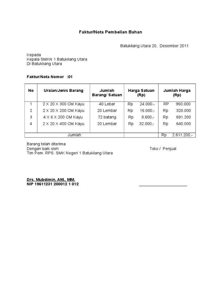 Detail Contoh Faktur Pembelian Barang Nomer 54
