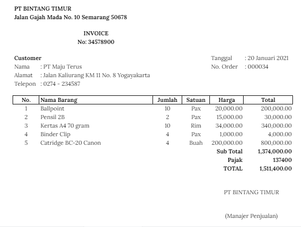 Detail Contoh Faktur Tagihan Nomer 19