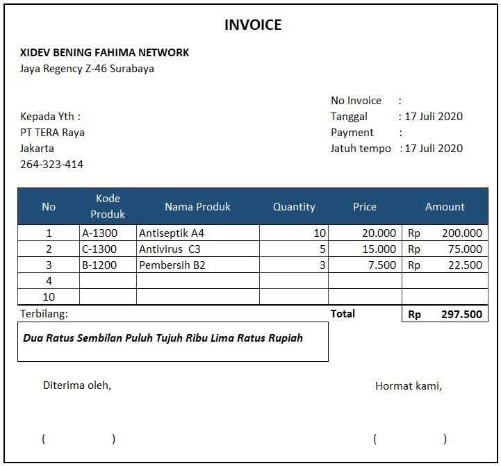 Detail Contoh Faktur Tagihan Nomer 8